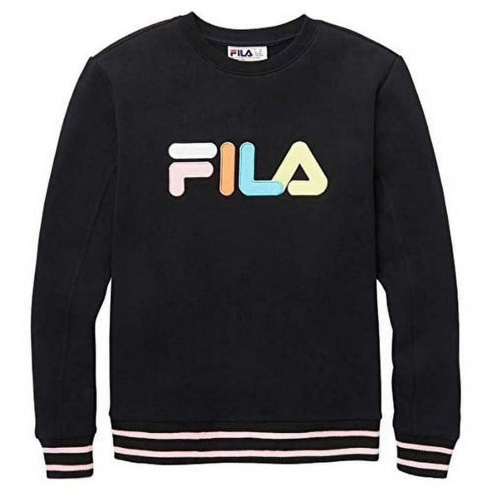 Fila Black Crewneck Sweatshirt with Multicolor Logo Women’s XL
